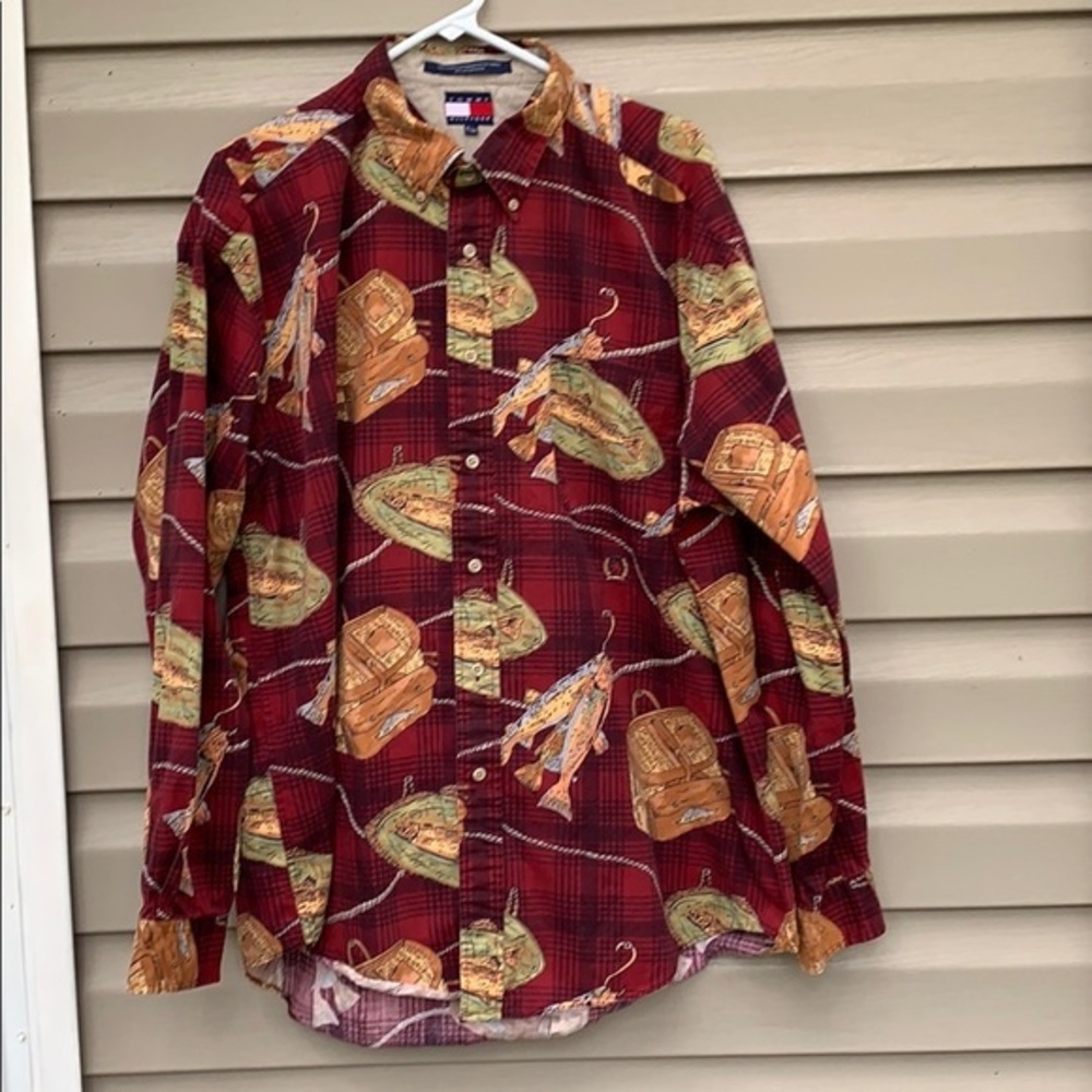 Vintage Tommy Hilfiger red button front shirt